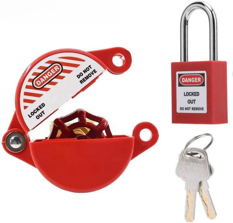WIILDIS Gate Valve Lockout Device and Safety Padlock, Outdoor Faucet Lock for Outdoor Faucet Knob/Water Spigot/Propane Tank, Suited for 1 to 2-1/2 in Dia Valve Handles - Image 1
